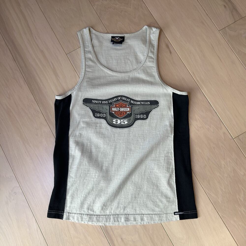 Vintage Harley Davidson Motor Cycles 95th Year Tank Top Shirt Men’s Small